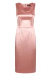 Dolce & Gabbana Silhouette Dress Slit Midi Satin Sleeveless In Pink