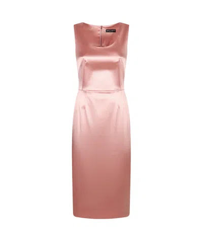 DOLCE & GABBANA DOLCE  GABBANA SLEEVELESS MIDI SATIN DRESS