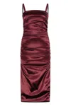 Dolce & Gabbana Satin Dress In Burgundy