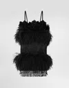 Dolce & Gabbana Satin Dress With Feathers In Black