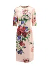 Dolce & Gabbana Floral Print Dress With Three-quarter Sleeves