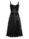 Dolce & Gabbana Lace Trim Satin Dress With Spaghetti Straps In Black