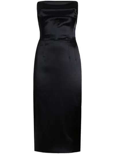 Dolce & Gabbana Satin-finish Midi Dress In Black
