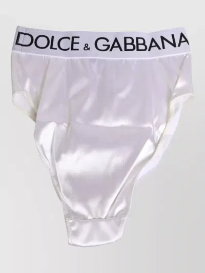 Dolce & Gabbana Satin High Waist Logo Women Briefs