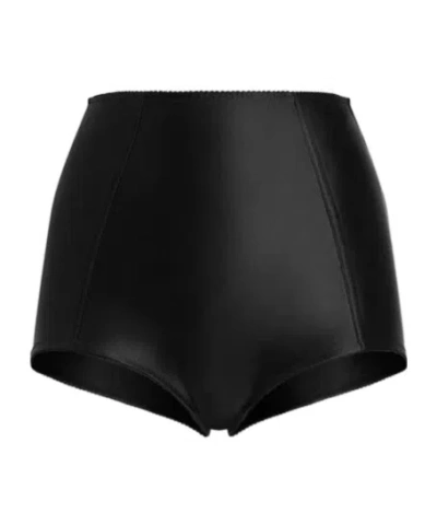 Dolce & Gabbana Satin High Waist Shorts In Black