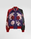Dolce & Gabbana Satin Jacket With Patch In Multicolor