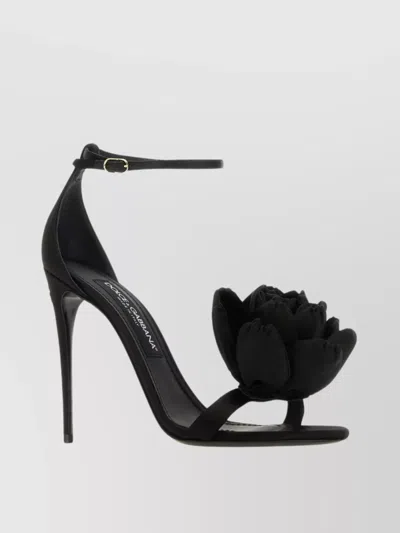 Dolce & Gabbana Keira Satin Heel Sandals In Black