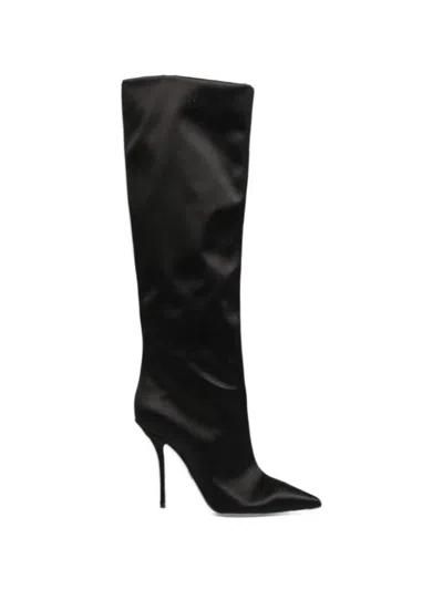 Dolce & Gabbana Satin Knee-high Boots In Black