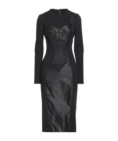 Dolce & Gabbana Satin Knit Dress In Blue