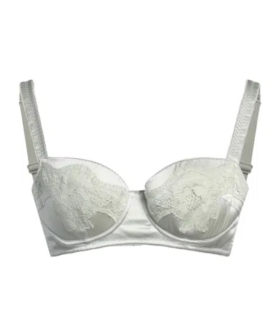 Dolce & Gabbana Satin Lace Bra In Gray