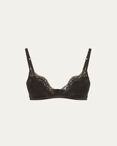 Dolce & Gabbana Satin Lace-trim Soft Triangle Bra In Black