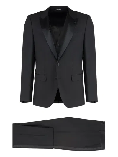 DOLCE & GABBANA SATIN-LAPELS THREE-PIECES SUIT