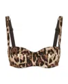 Dolce & Gabbana Satin Leopard-print Balcony Bra In Brown