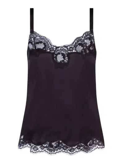 Dolce & Gabbana Satin Lingerie Top In Brown