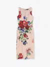 Dolce & Gabbana Women Multicolor Sleeveless Dress With Square Neck And All-over Floral Print In Visc In Multi