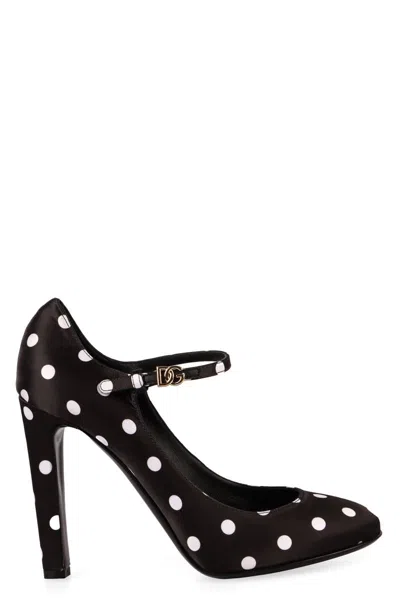 Dolce & Gabbana Satin Mary Jane Pumps In Black