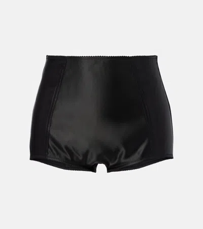 Dolce & Gabbana Satin Micro Shorts In Black