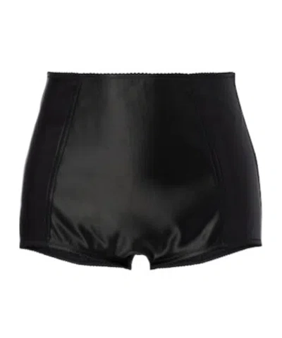 Dolce & Gabbana Satin High Waist Shorts In Black