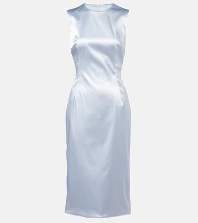 Dolce & Gabbana Satin Midi Dress In Blue