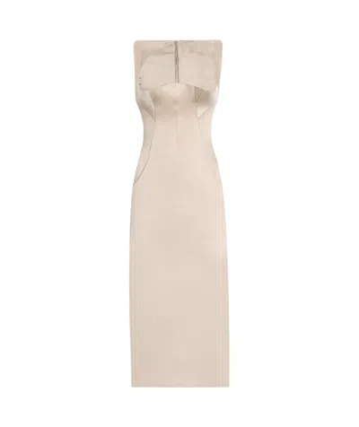 DOLCE & GABBANA DOLCE  GABBANA STRETCH SATIN CALF-LENGTH SHEATH DRESS