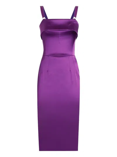 Dolce & Gabbana Satin Midi Dress In Purple