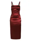 Dolce & Gabbana Ruched Satin Midi Dress In Red