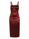 Dolce & Gabbana Ruched Satin Midi Dress In Red