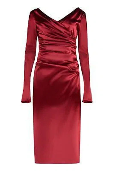 Pre-owned Dolce & Gabbana Satin Midi Dress In Red