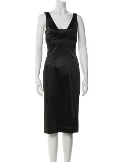 Pre-owned Dolce & Gabbana Satin Midi Length Dress In Black