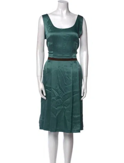 Pre-owned Dolce & Gabbana Satin Midi Length Dress In Green