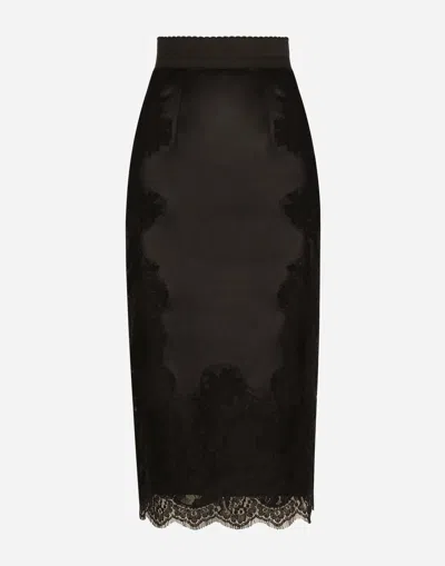 Dolce & Gabbana Satin Midi Skirt In Black