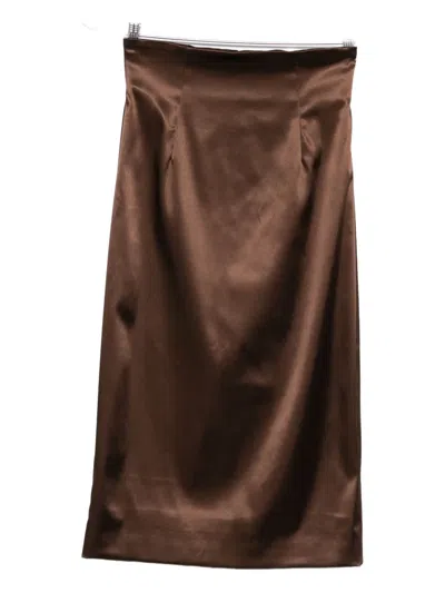 Dolce & Gabbana Satin Midi Skirt In Brown