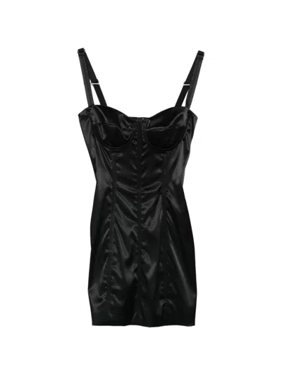 Dolce & Gabbana Satin Corset Minidress In Black