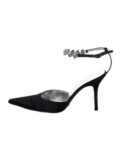 Pre-owned Dolce & Gabbana Satin Mules In Black