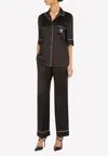 Dolce & Gabbana Satin Pajama Pants With Piping In Black