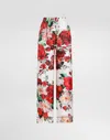 Dolce & Gabbana Satin Pajama Pants With Rose Print In Print
