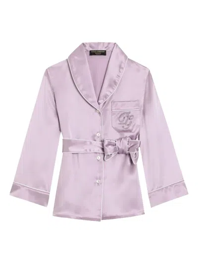 Dolce & Gabbana Kids' Satin Pyjama Top In Purple