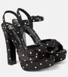 Dolce & Gabbana Keira Embellished Polka-dot Satin Sandals In Black