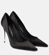 Dolce & Gabbana Silk Satin Pointed Toe Pumps With Transparent Stiletto Heel In Black