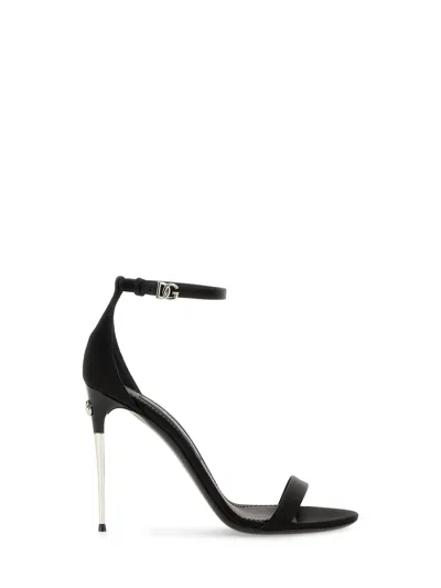 Dolce & Gabbana Satin Sandal In Black