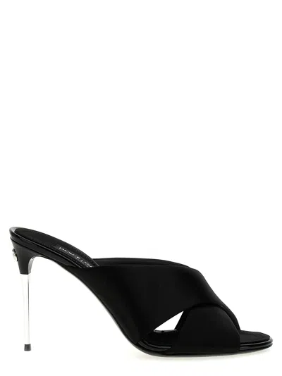 Dolce & Gabbana Satin Mules With Metal Heel. In Black