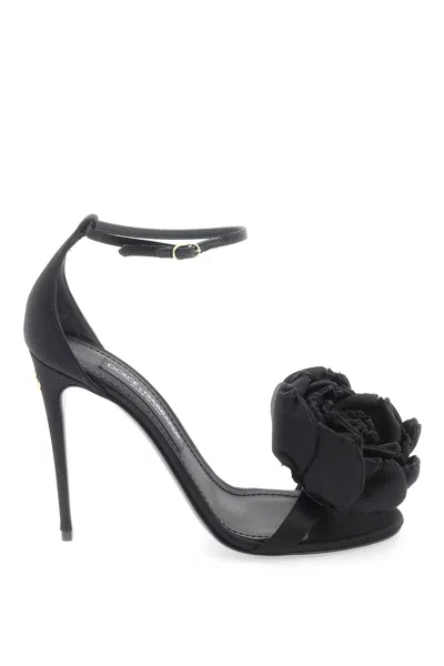 Dolce & Gabbana Satin Sandals In Nero Nero (black)