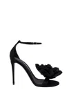 Dolce & Gabbana Satin Sandals With Floreal Application In Black