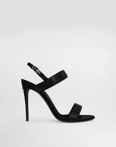 DOLCE & GABBANA SATIN SANDALS WITH FUSIBLE RHINESTONES
