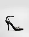 Dolce & Gabbana Keira 105 Satin Sandals With Gemstone Embellishments In Black