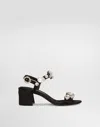 Dolce & Gabbana Satin Sandals With Gemstone Embellishment In Black