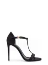 Dolce & Gabbana Satin Sandals With Metal Monogram In Black