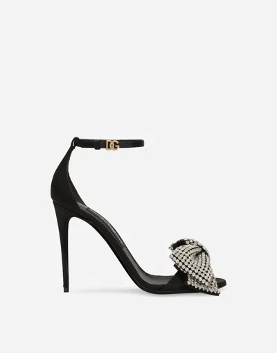 DOLCE & GABBANA SATIN SANDALS WITH RHINESTONE EMBELLISHMENT