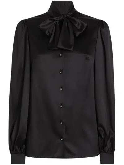 Dolce & Gabbana Satin Shirt In Black