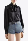 Dolce & Gabbana Satin Shirt With Front-bow In Black